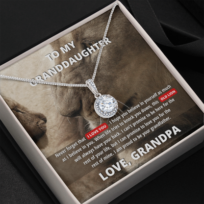 To My Granddaughter (From Grandpa) - Promise to Love You | 14k White Gold Necklace, Message Card & Box