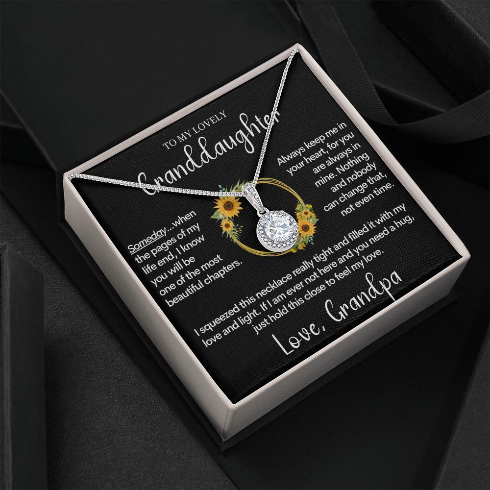 Granddaughter Gift from Grandpa, Birthday Present, Christmas Gift, 14k White Gold Necklace for Grand Daughter