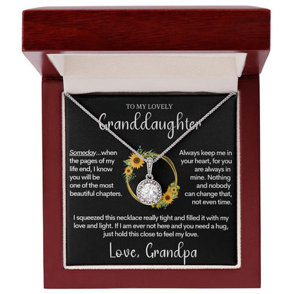 Granddaughter Gift from Grandpa, Birthday Present, Christmas Gift, 14k White Gold Necklace for Grand Daughter