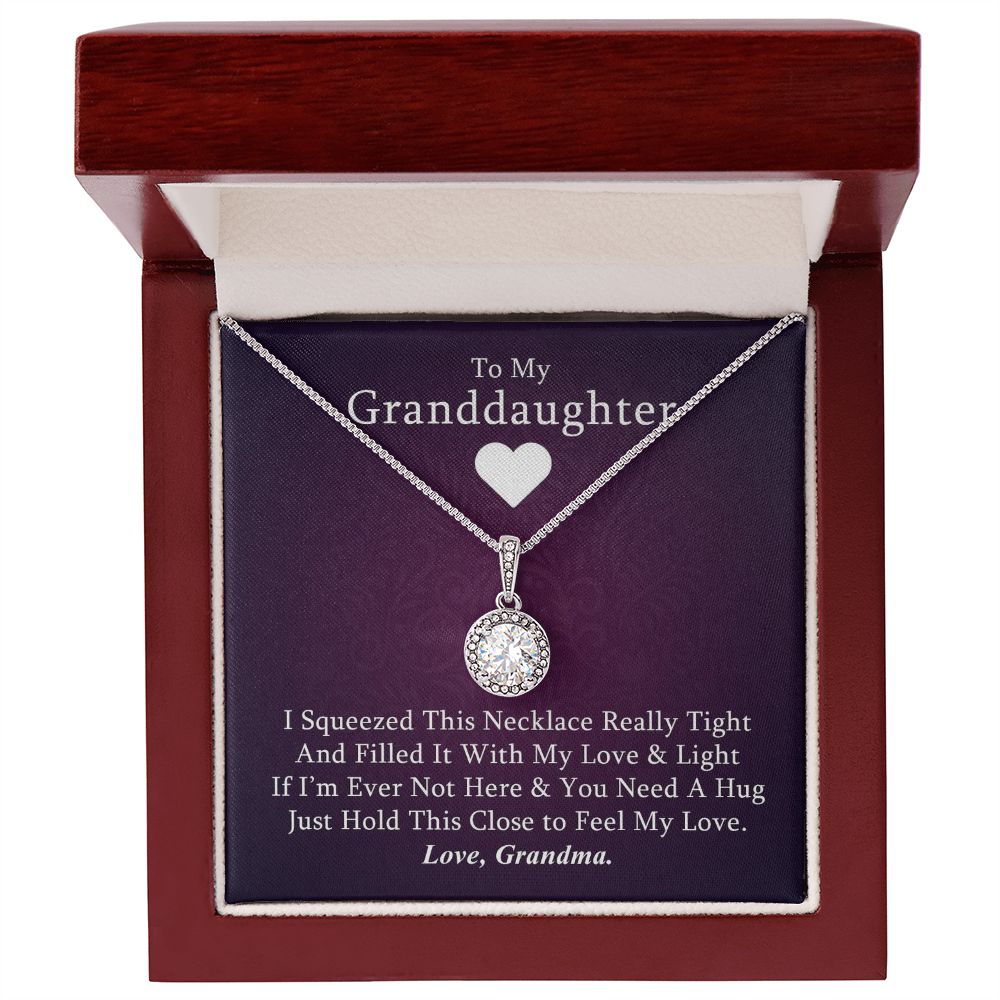 Granddaughter 14k White Gold Pendant Necklace and Poem - "Hold This Close",
