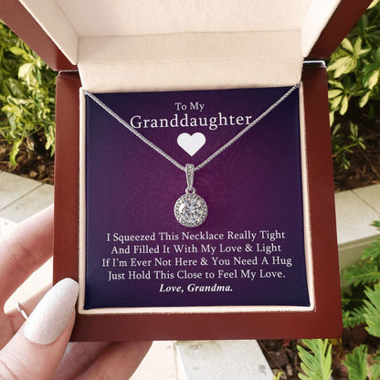 Granddaughter 14k White Gold Pendant Necklace and Poem - "Hold This Close",