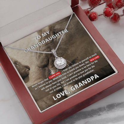 To My Granddaughter (From Grandpa) - Promise to Love You | 14k White Gold Necklace, Message Card & Box