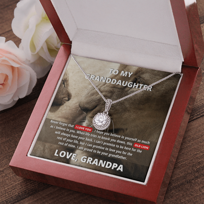 To My Granddaughter (From Grandpa) - Promise to Love You | 14k White Gold Necklace, Message Card & Box