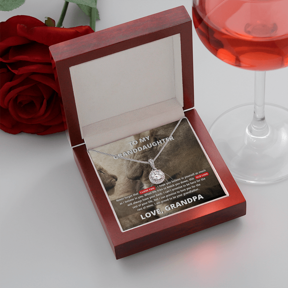To My Granddaughter (From Grandpa) - Promise to Love You | 14k White Gold Necklace, Message Card & Box