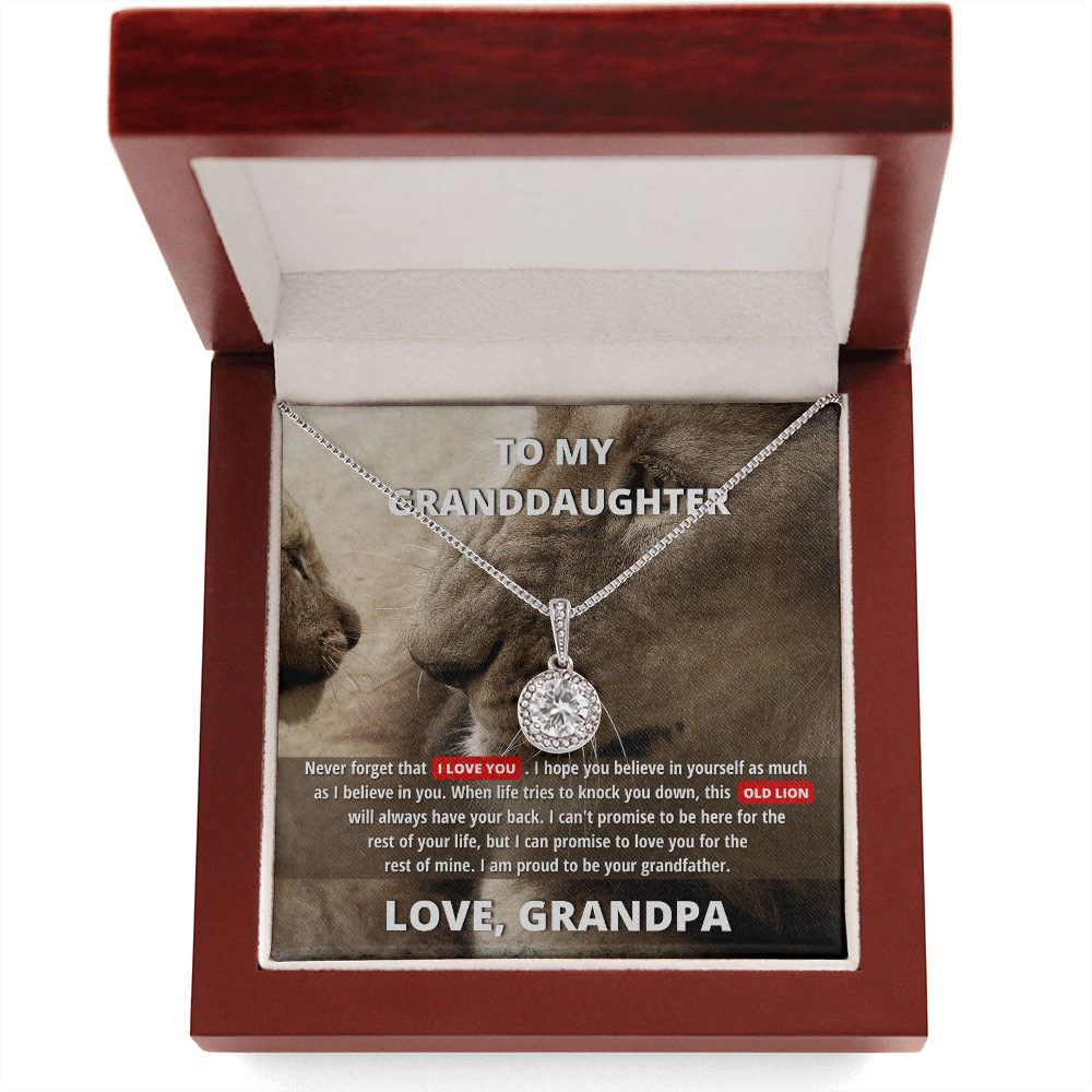 To My Granddaughter (From Grandpa) - Promise to Love You | 14k White Gold Necklace, Message Card & Box
