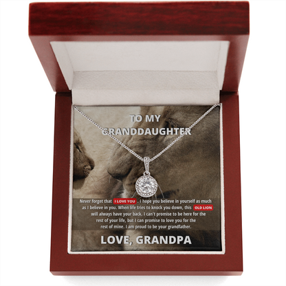 To My Granddaughter (From Grandpa) - Promise to Love You | 14k White Gold Necklace, Message Card & Box