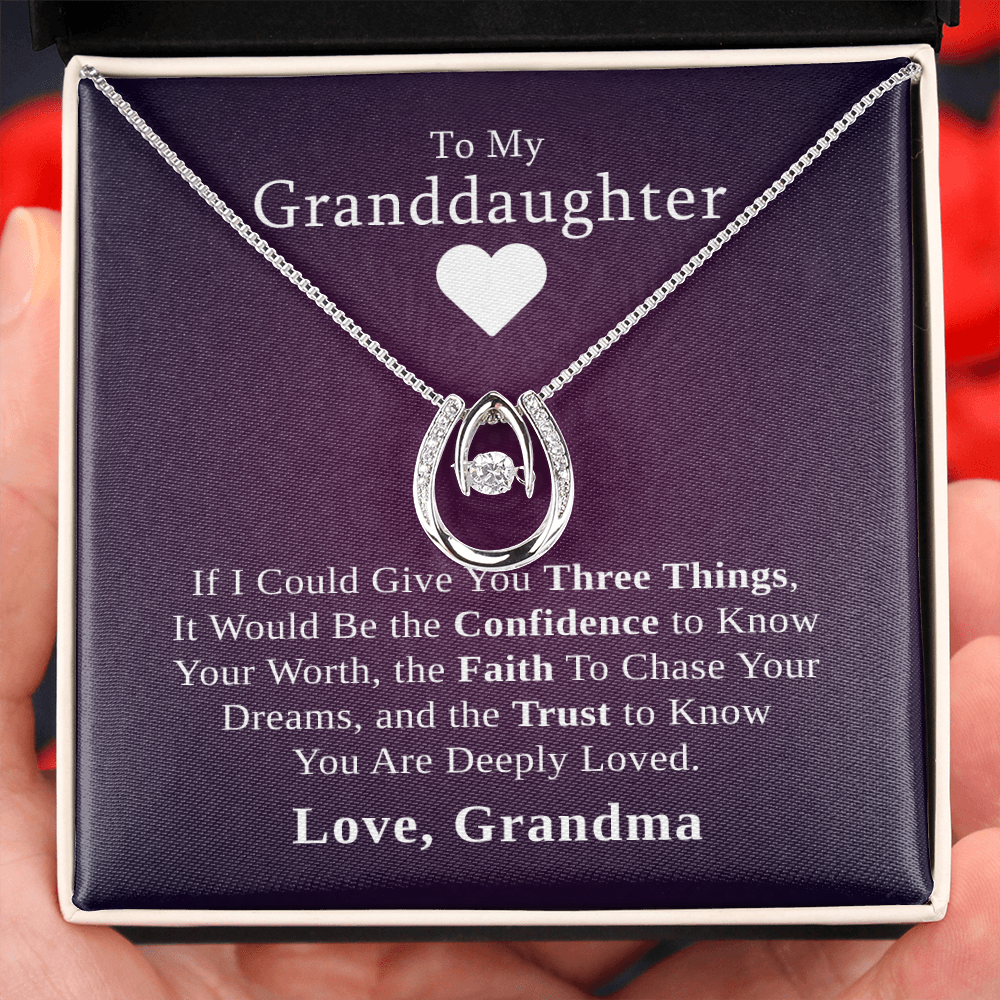 To My Granddaughter, Three Things | 14k White Gold Lucky Necklace From Grandmother