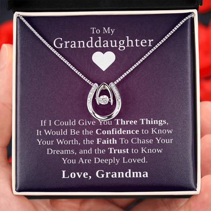 To My Granddaughter, Three Things | 14k White Gold Lucky Necklace From Grandmother