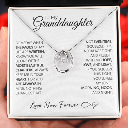 Granddaughter Horse Shoe Gold Necklace With Message Card