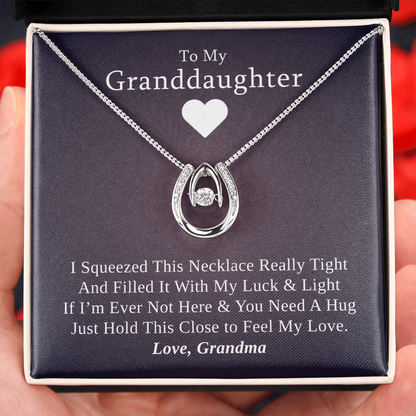 Gift for Granddaughter from Grandmother, 14k Gold Lucky Horseshoe Necklace, Lilac Poem Card With Box