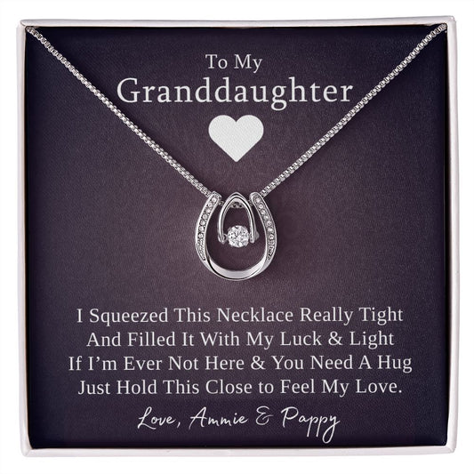 To My Granddaughter (Love, Ammie & Pappy), Lucky Gold Horseshoe Necklace