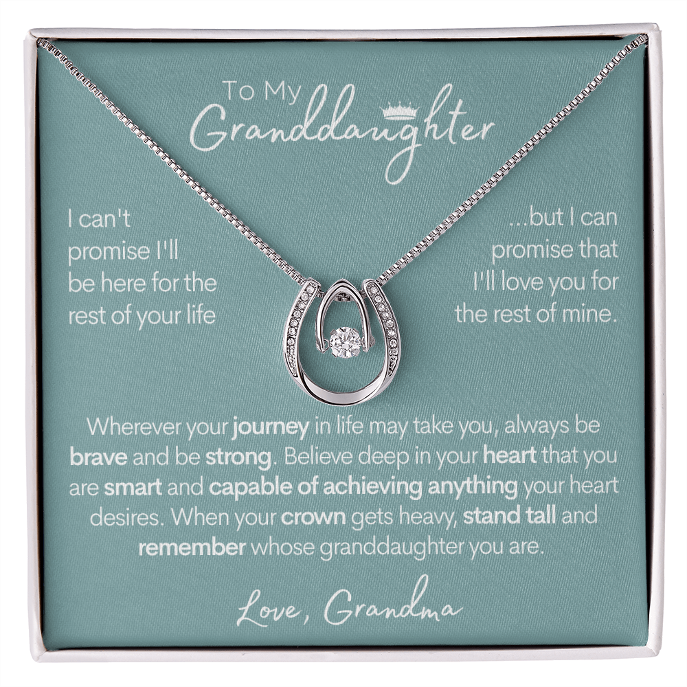 To My Granddaughter - Crown - Gold and Stainless Steel Horseshoe Necklace for Granddaughter