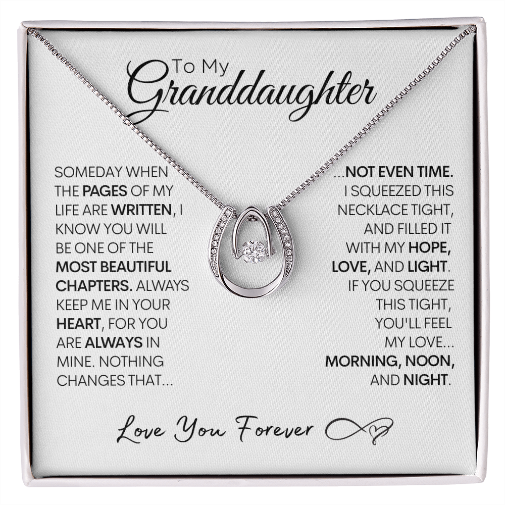 Granddaughter Horse Shoe Gold Necklace With Message Card