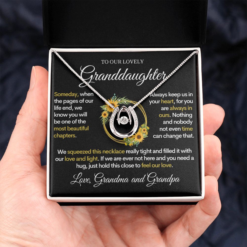 To Our Lovely Granddaughter (Grandma and Grandpa), Lucky Horseshoe Gold Necklace for Grand Daughters