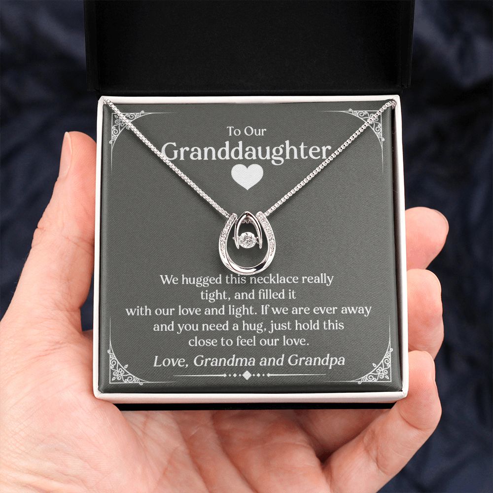 Granddaughter Necklace and Card - Horseshoe 14k Gold, Grand Daughter Birthday Present