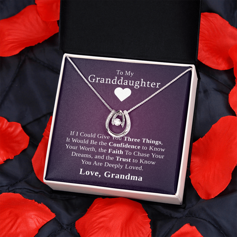 To My Granddaughter, Three Things | 14k White Gold Lucky Necklace From Grandmother