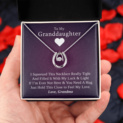 Gift for Granddaughter from Grandmother, 14k Gold Lucky Horseshoe Necklace, Purple Poem Card With Box