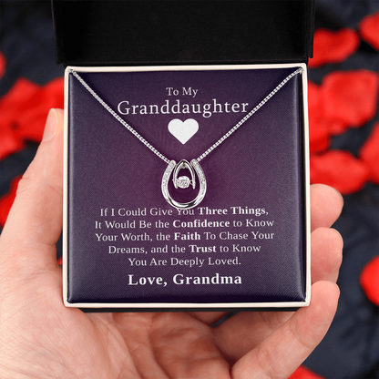 To My Granddaughter, Three Things | 14k White Gold Lucky Necklace From Grandmother
