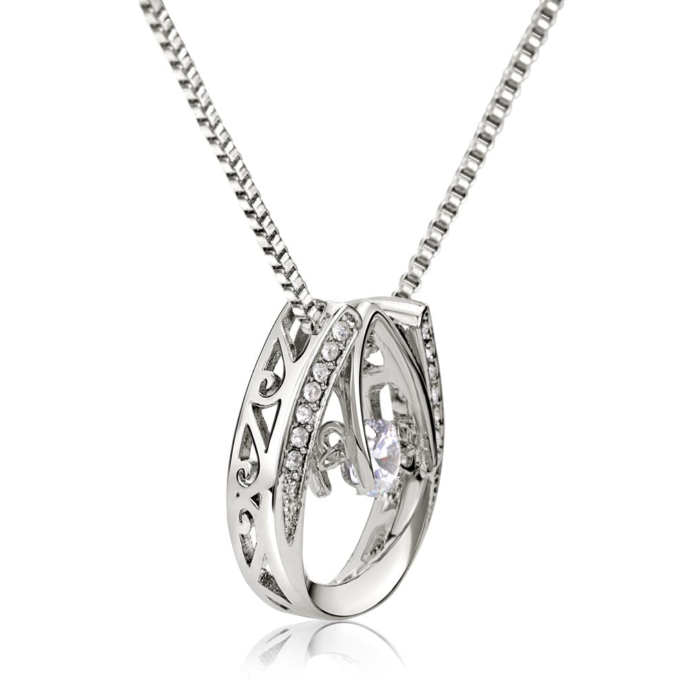 To My Bonus Daughter - Gift of You | Lucky Horseshoe 14k White Gold Necklace