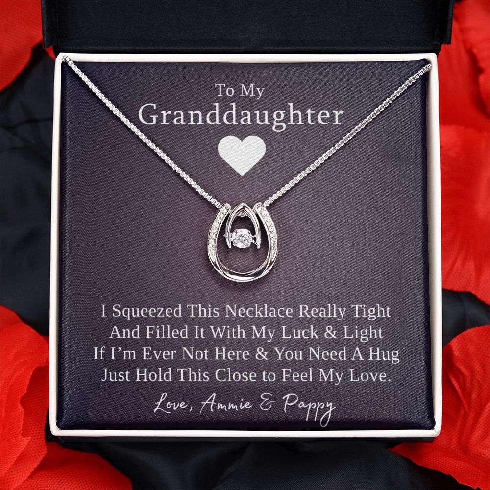 To My Granddaughter (Love, Ammie & Pappy), Lucky Gold Horseshoe Necklace