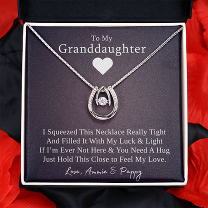 To My Granddaughter (Love, Ammie & Pappy), Lucky Gold Horseshoe Necklace