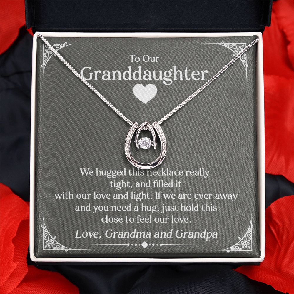 Granddaughter Necklace and Card - Horseshoe 14k Gold, Grand Daughter Birthday Present