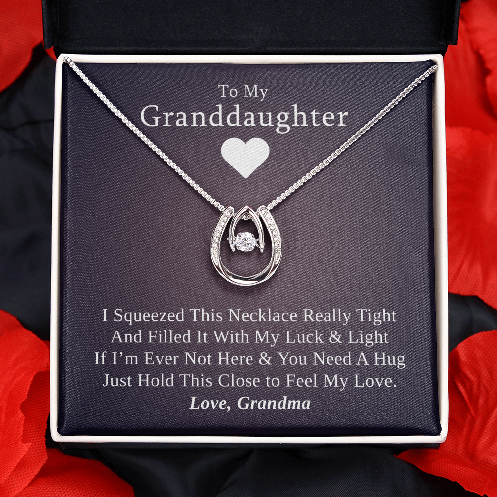Gift for Granddaughter from Grandmother, 14k Gold Lucky Horseshoe Necklace, Lilac Poem Card With Box