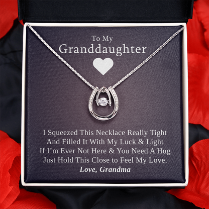 Gift for Granddaughter from Grandmother, 14k Gold Lucky Horseshoe Necklace, Lilac Poem Card With Box