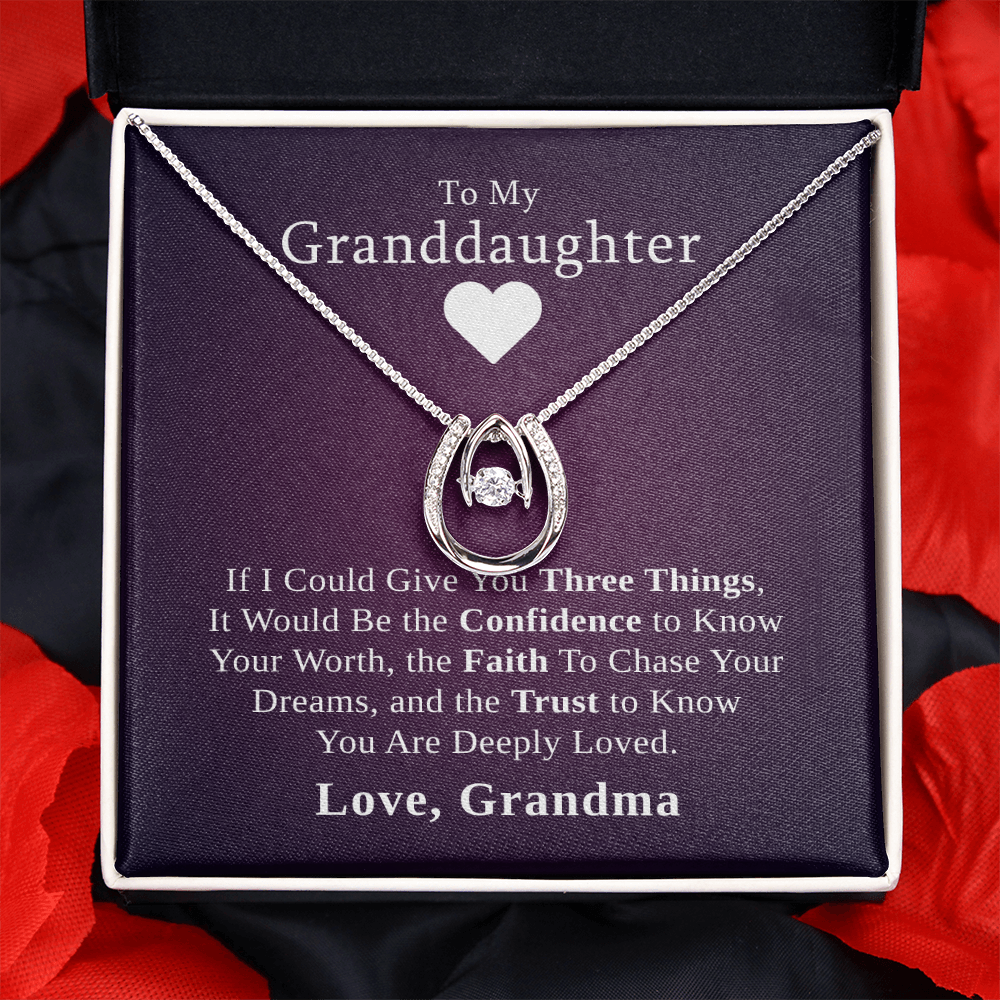 To My Granddaughter, Three Things | 14k White Gold Lucky Necklace From Grandmother