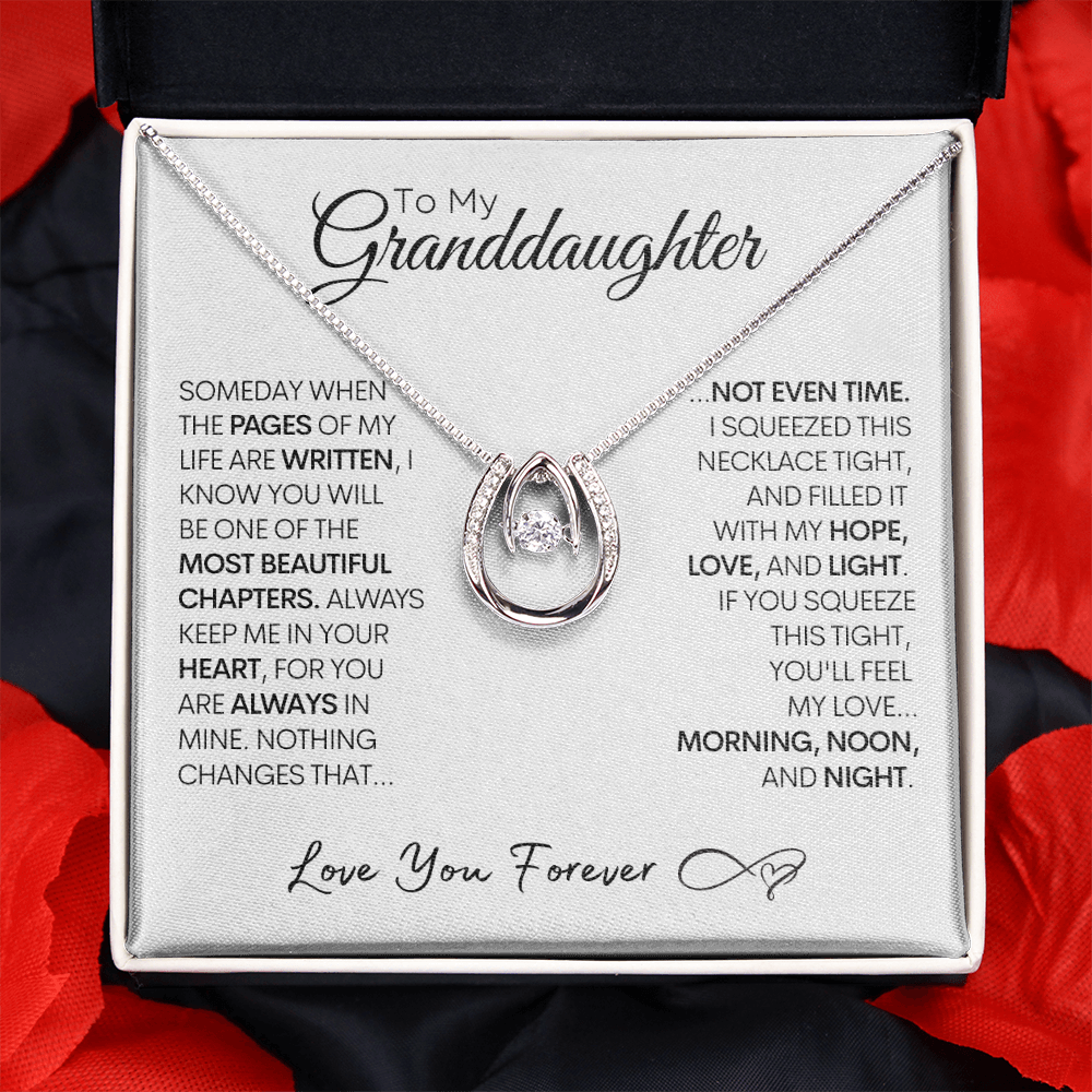 Granddaughter Horse Shoe Gold Necklace With Message Card