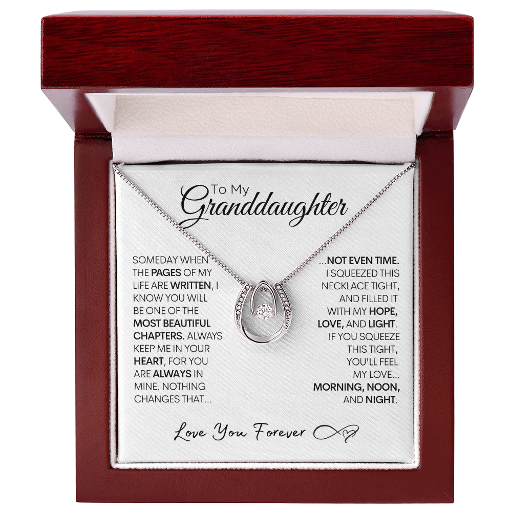 Granddaughter Horse Shoe Gold Necklace With Message Card