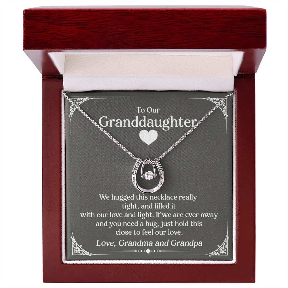 Granddaughter Necklace and Card - Horseshoe 14k Gold, Grand Daughter Birthday Present