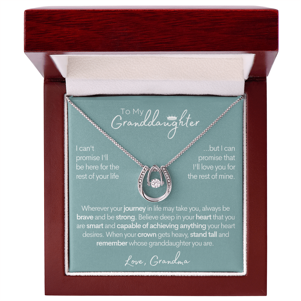 To My Granddaughter - Crown - Gold and Stainless Steel Horseshoe Necklace for Granddaughter