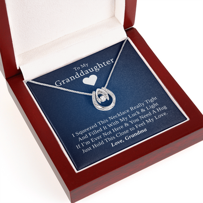 Gift for Granddaughter from Grandmother, 14k Gold Lucky Horseshoe Necklace, Blue Poem Card With Box
