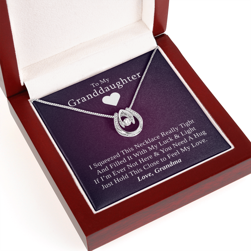 Gift for Granddaughter from Grandmother, 14k Gold Lucky Horseshoe Necklace, Purple Poem Card With Box