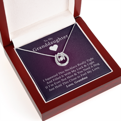 Gift for Granddaughter from Grandmother, 14k Gold Lucky Horseshoe Necklace, Purple Poem Card With Box