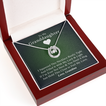 Gift for Granddaughter from Grandmother, 14k Gold Lucky Horseshoe Necklace, Green Poem Card With Box