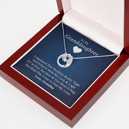 Gift for Granddaughter from Grandmother, 14k Gold Lucky Horseshoe Necklace, Blue Poem Card With Box