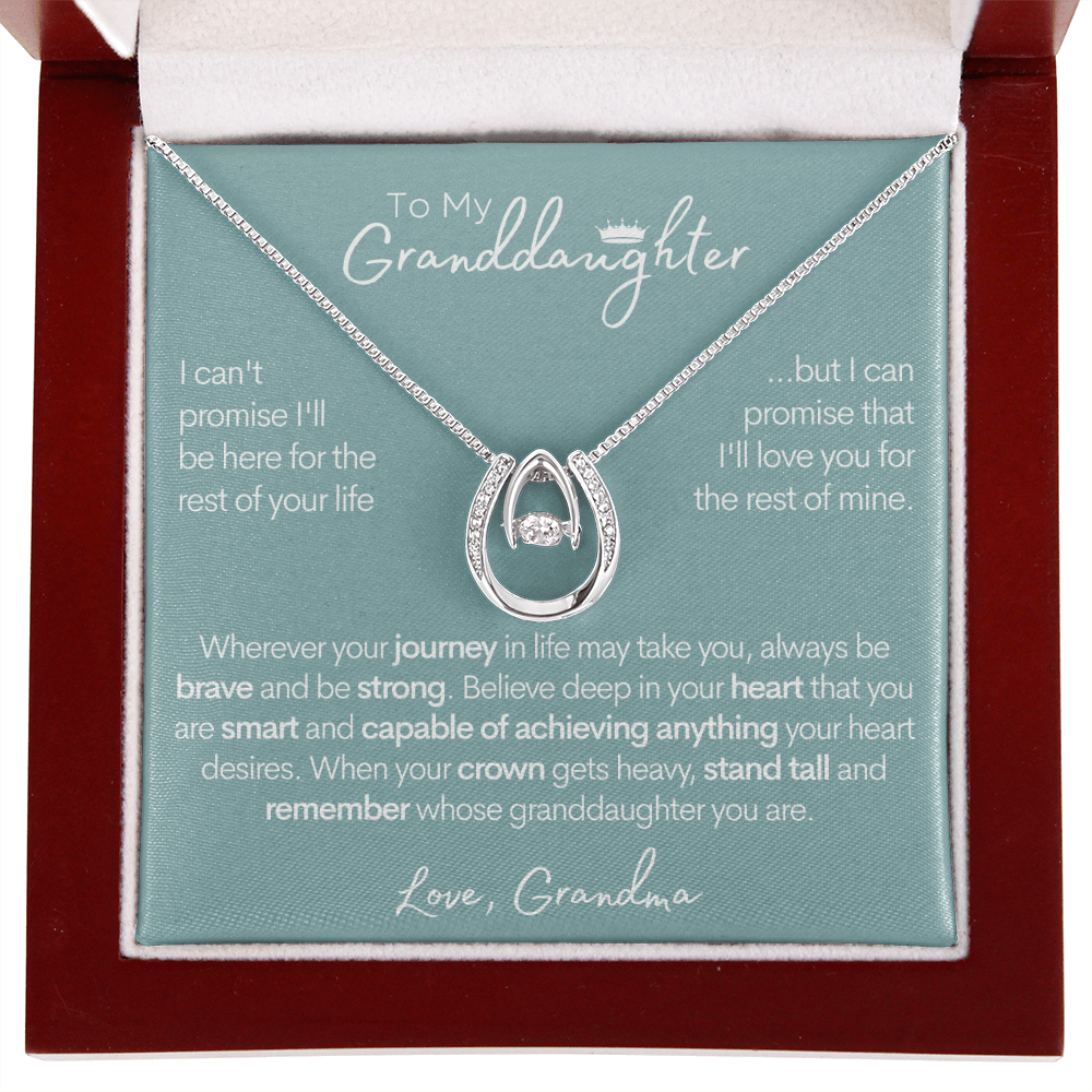 To My Granddaughter - Crown - Gold and Stainless Steel Horseshoe Necklace for Granddaughter