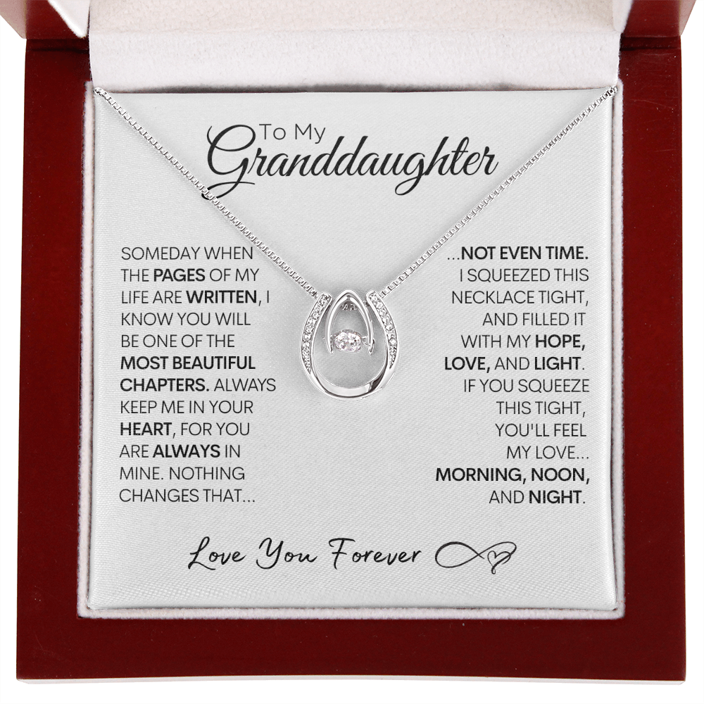 Granddaughter Horse Shoe Gold Necklace With Message Card