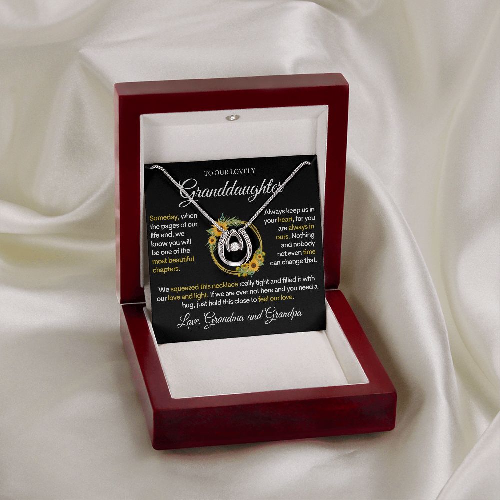 To Our Lovely Granddaughter (Grandma and Grandpa), Lucky Horseshoe Gold Necklace for Grand Daughters