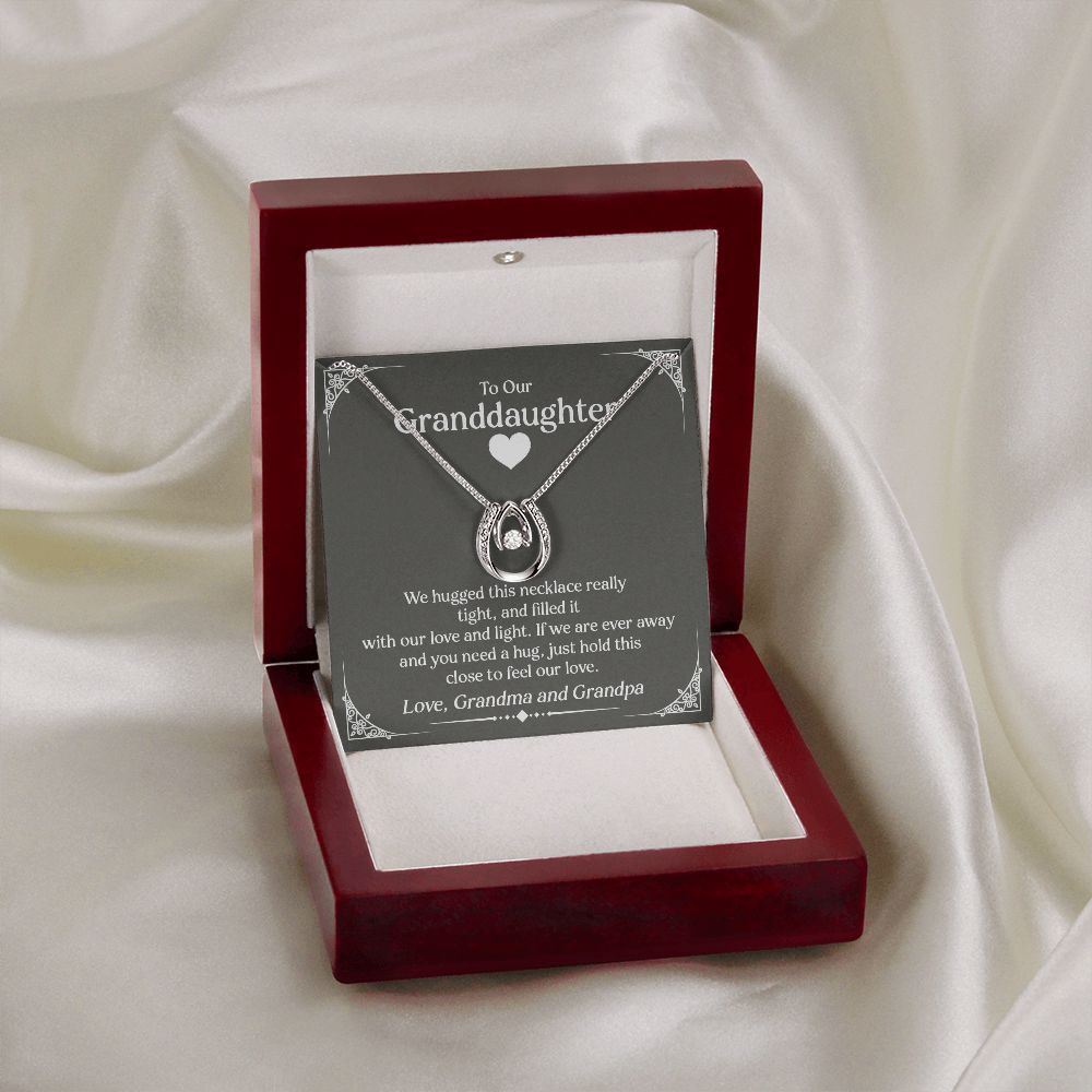 Granddaughter Necklace and Card - Horseshoe 14k Gold, Grand Daughter Birthday Present