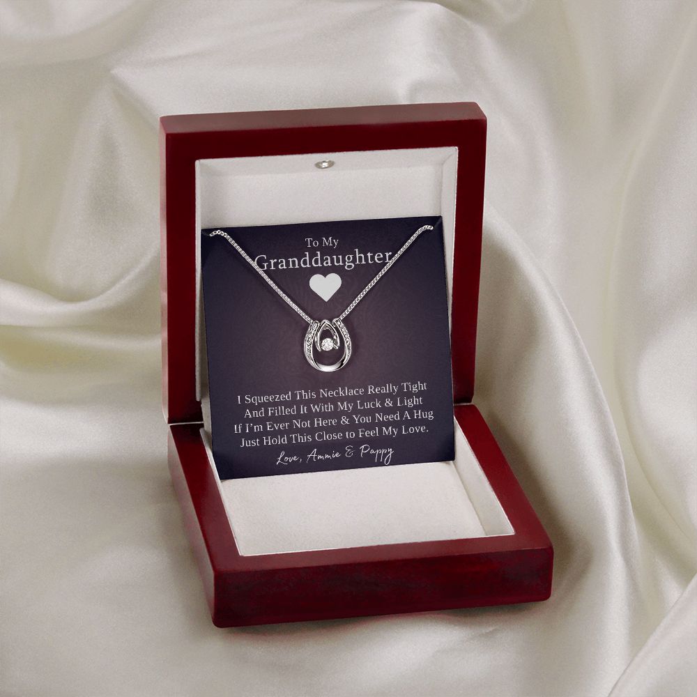 To My Granddaughter (Love, Ammie & Pappy), Lucky Gold Horseshoe Necklace
