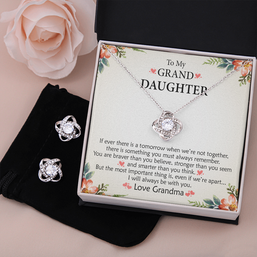 To My Granddaughter — Stronger Than You Believe | 14k White Gold Necklace and Earring Set Standard Box