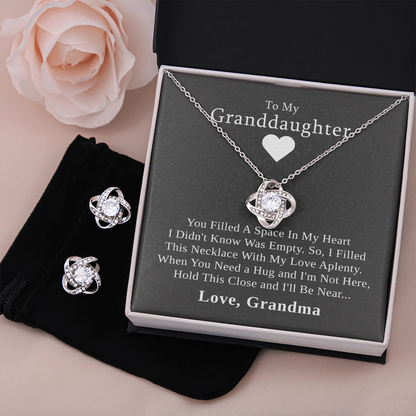 To My Granddaughter — A Grandmother's Love | 14k White Gold Necklace and Earring Set | Gray Card
