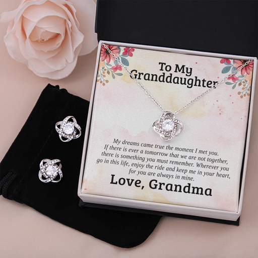 To My Granddaughter — Dreams | 14k White Gold Necklace and Earring Set Standard Box