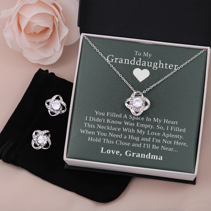 To My Granddaughter — A Grandmother's Love | 14k White Gold Necklace and Earring Set | Green Card