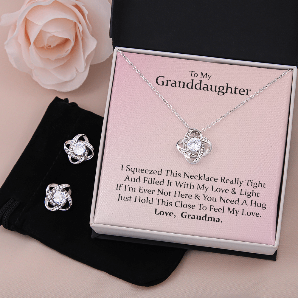 To My Granddaughter, From Grandma — Keep Me In Your Heart | 14k White Gold Necklace and Earring Set