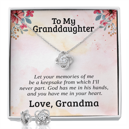 To My Granddaughter — Memories | 14k White Gold Necklace and Earring Set
