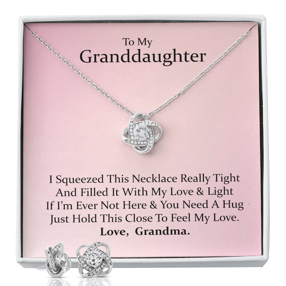 To My Granddaughter, From Grandma — Keep Me In Your Heart | 14k White Gold Necklace and Earring Set